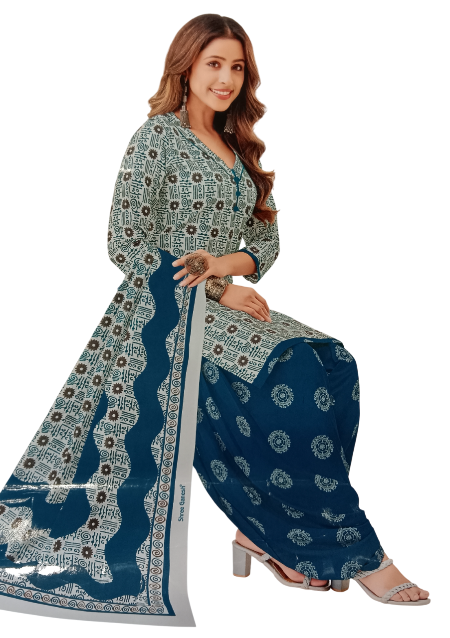 Unstitched Printed Dress Material D.10 Shriganesh Unstitched Printed Dress Material D.10 Shriganesh