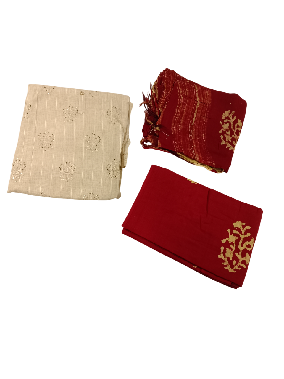 Elegant Embroidered Cotton Dress Material  D.Batik duptta