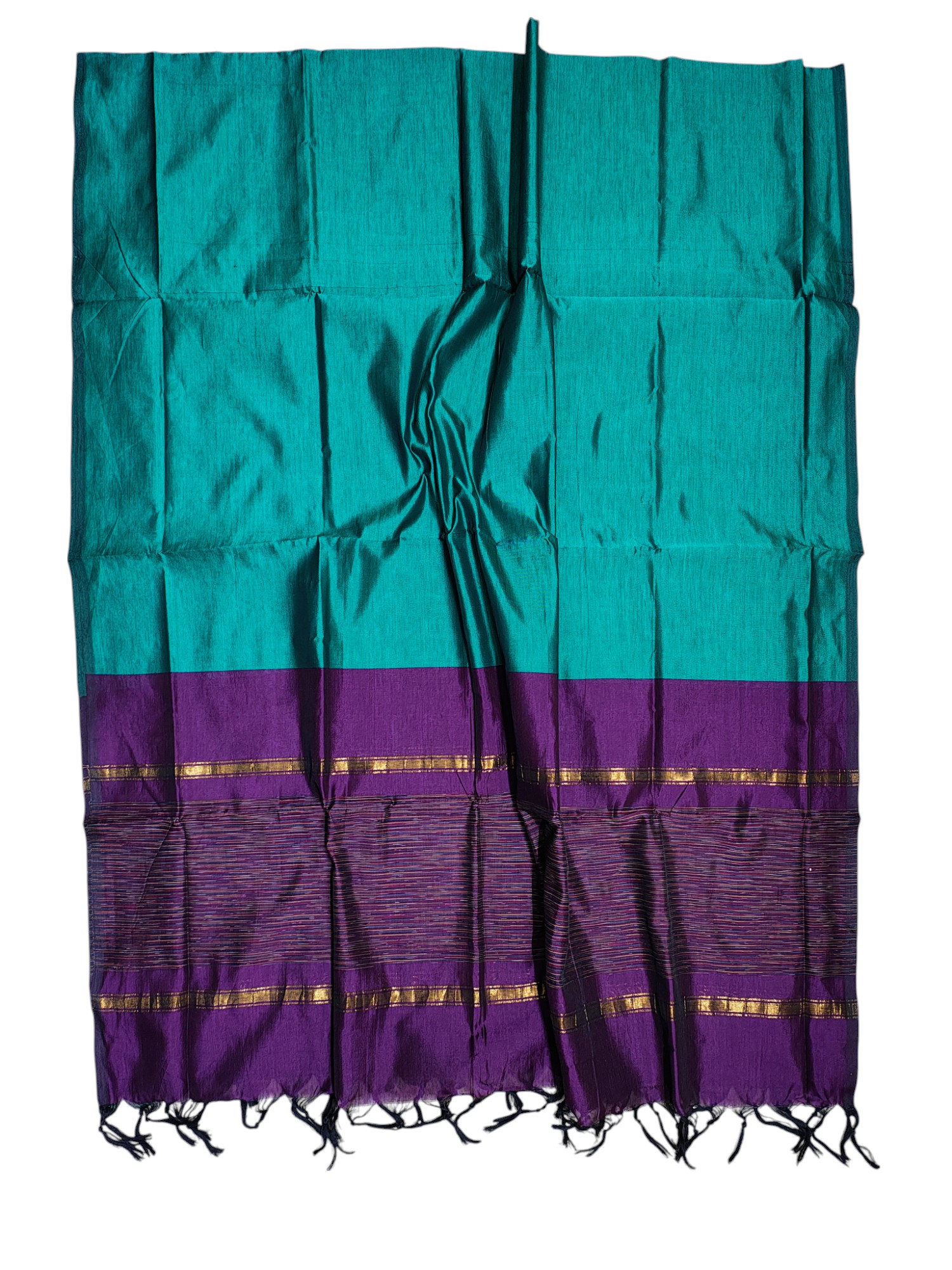 Wine & Green Pochampally Ikkat Silk Dress Material with Dupatta