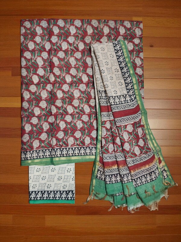 Maroon Chanderi Silk Unstitched Suit Set Maroon Chanderi Silk Unstitched Suit Set