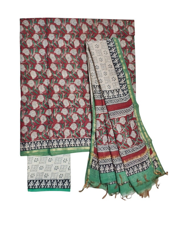 Maroon Chanderi Silk Unstitched Suit Set Maroon Chanderi Silk Unstitched Suit Set