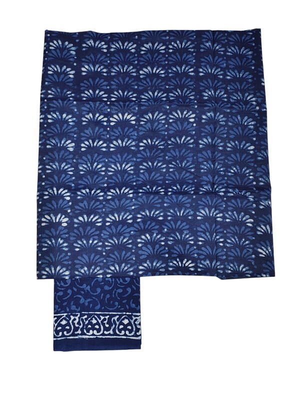 Indigo Chanderi Silk Unstitched Suit Set Indigo Chanderi Silk Unstitched Suit Set