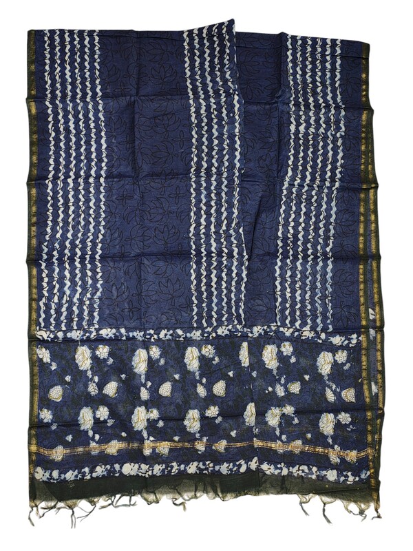 Blue Chanderi Silk Unstitched Suit Set Blue Chanderi Silk Unstitched Suit Set