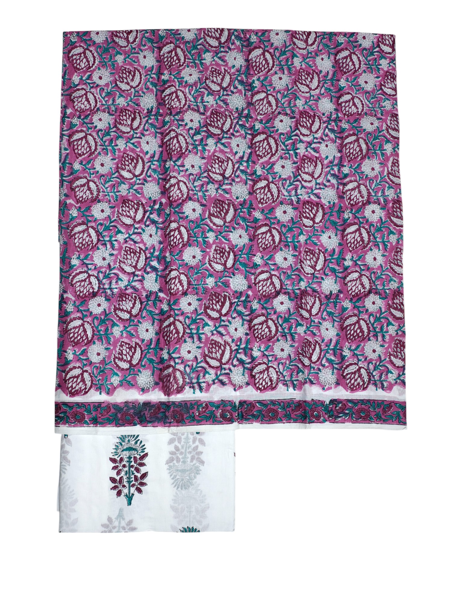 Plum Sanganeri block Print Linen Unstitched Salwar Suit Set