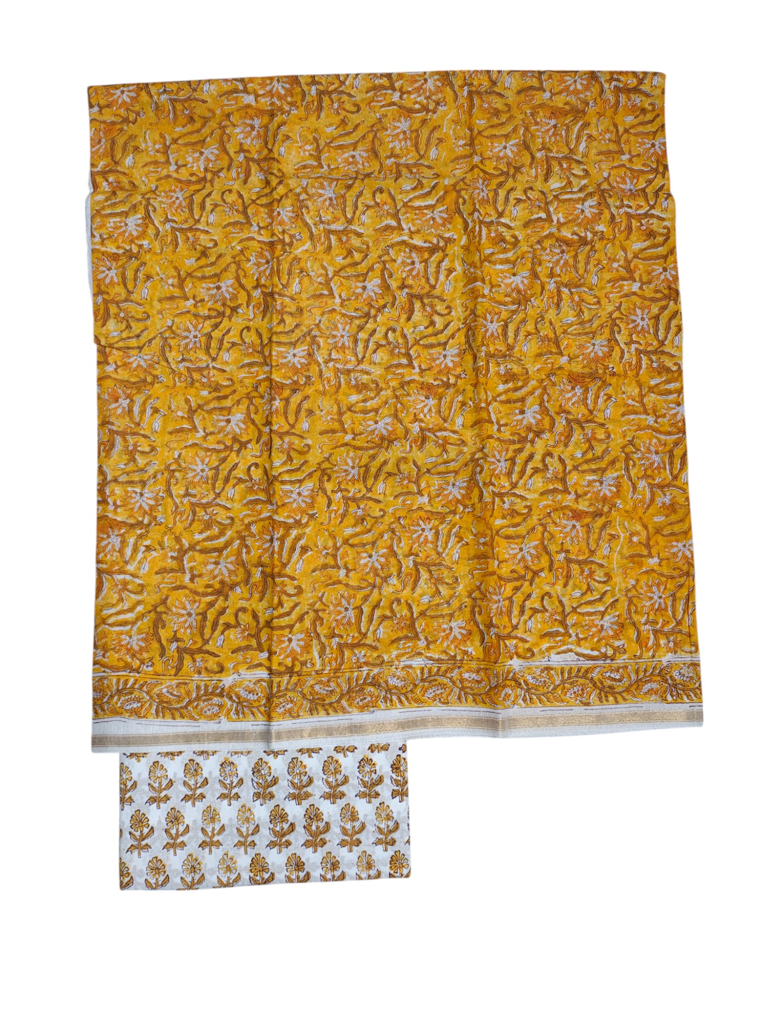 Mustard Chanderi Silk Unstitched Suit Set Mustard Chanderi Silk Unstitched Suit Set