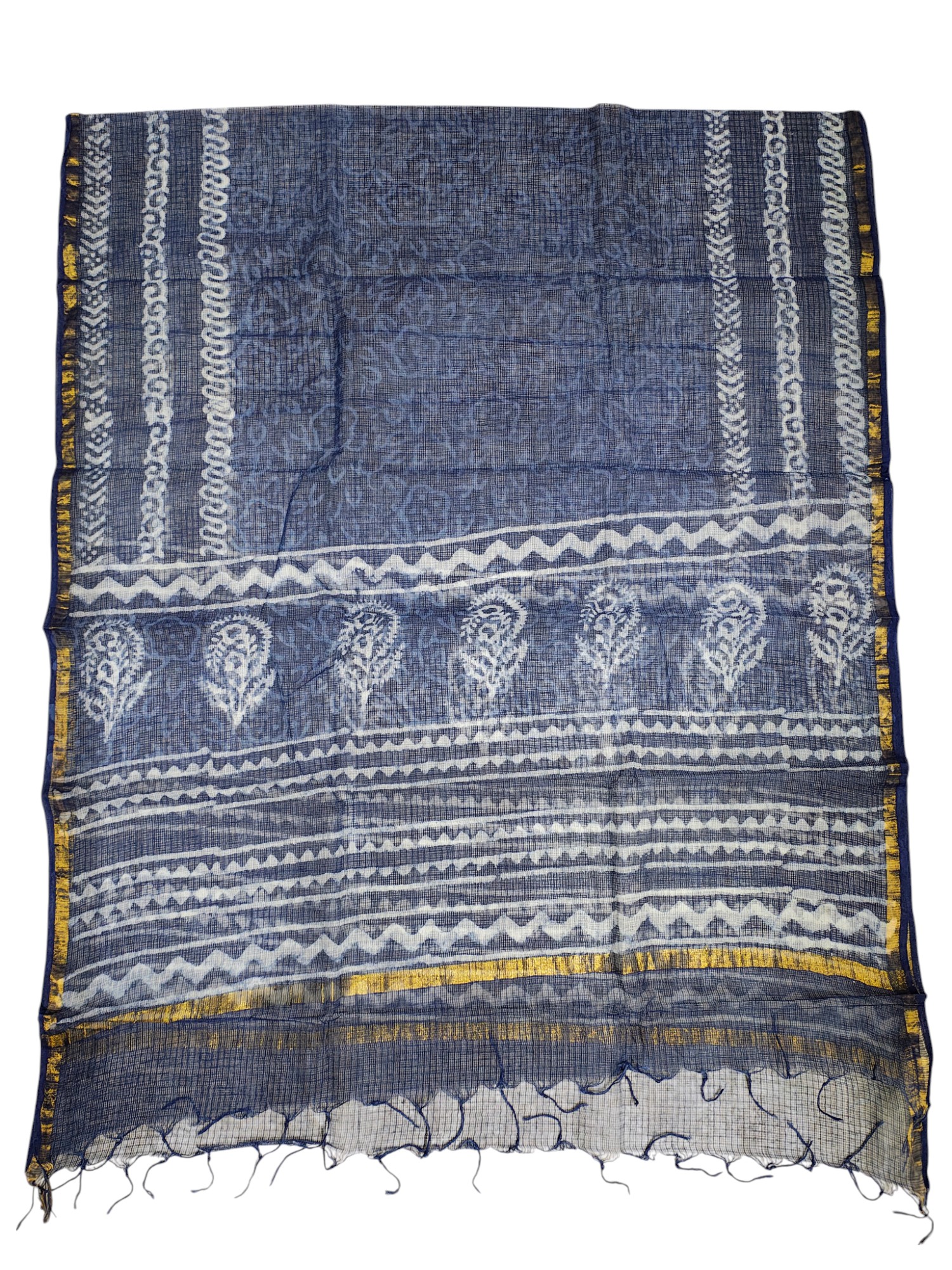 Indigo Dabu Print Kota Doria Unstitched Salwar Suit Set Indigo Dabu Print Kota Doria Unstitched Salwar Suit Set