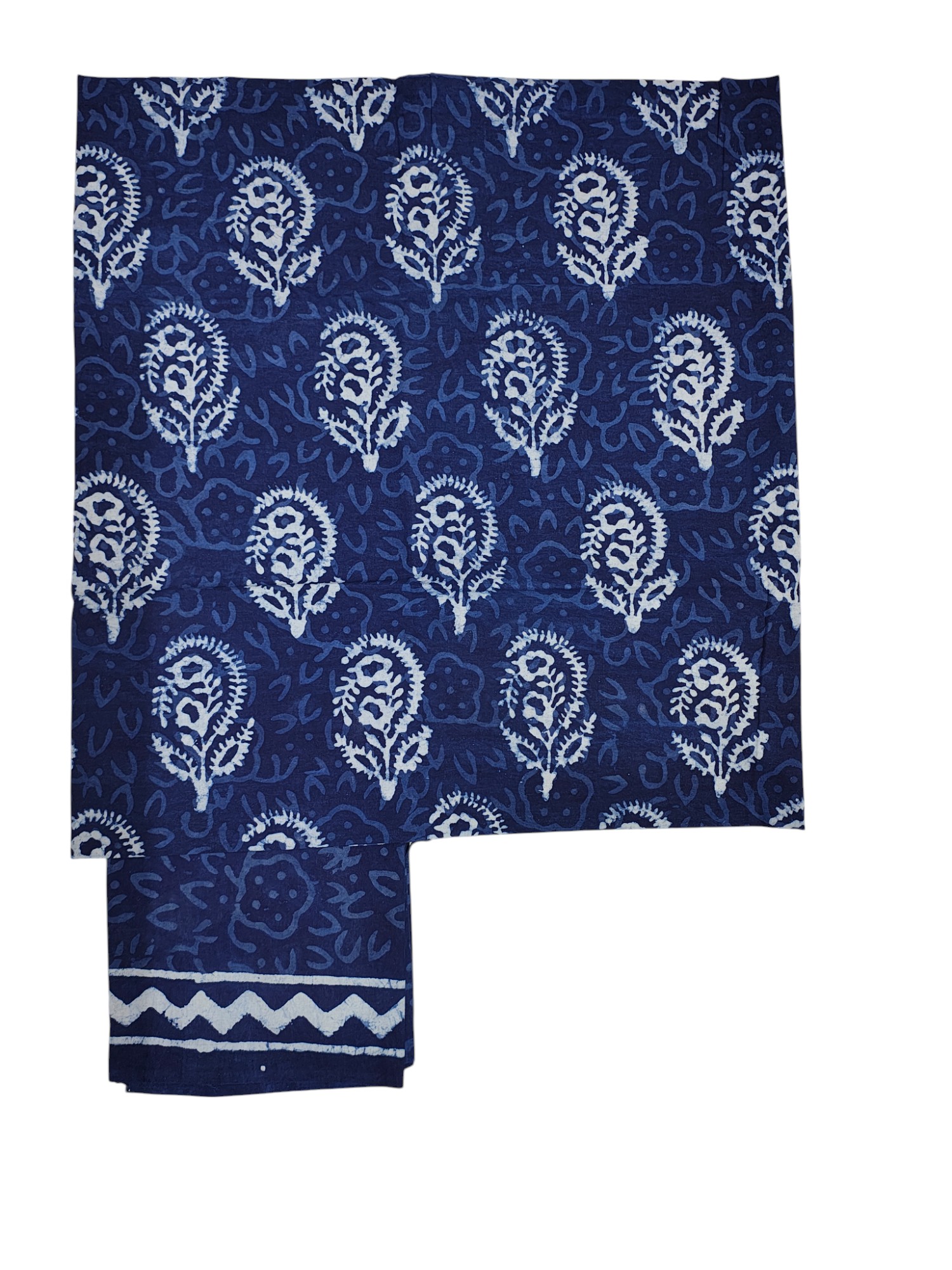 Indigo Dabu Print Kota Doria Unstitched Salwar Suit Set Indigo Dabu Print Kota Doria Unstitched Salwar Suit Set