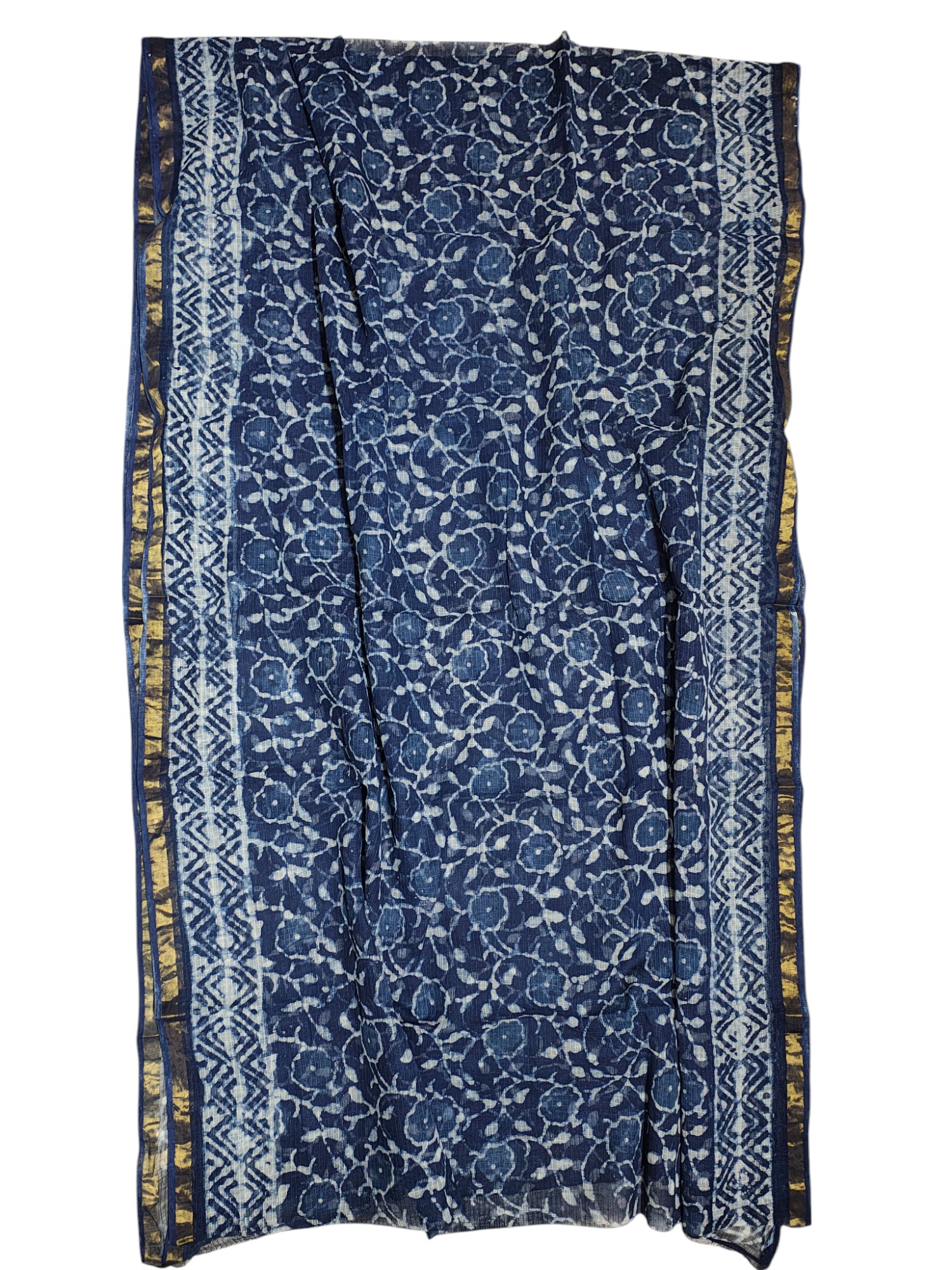 Indigo Kota Doria Hand Block Print Saree for Women Indigo Kota Doria Hand Block Print Saree for Women