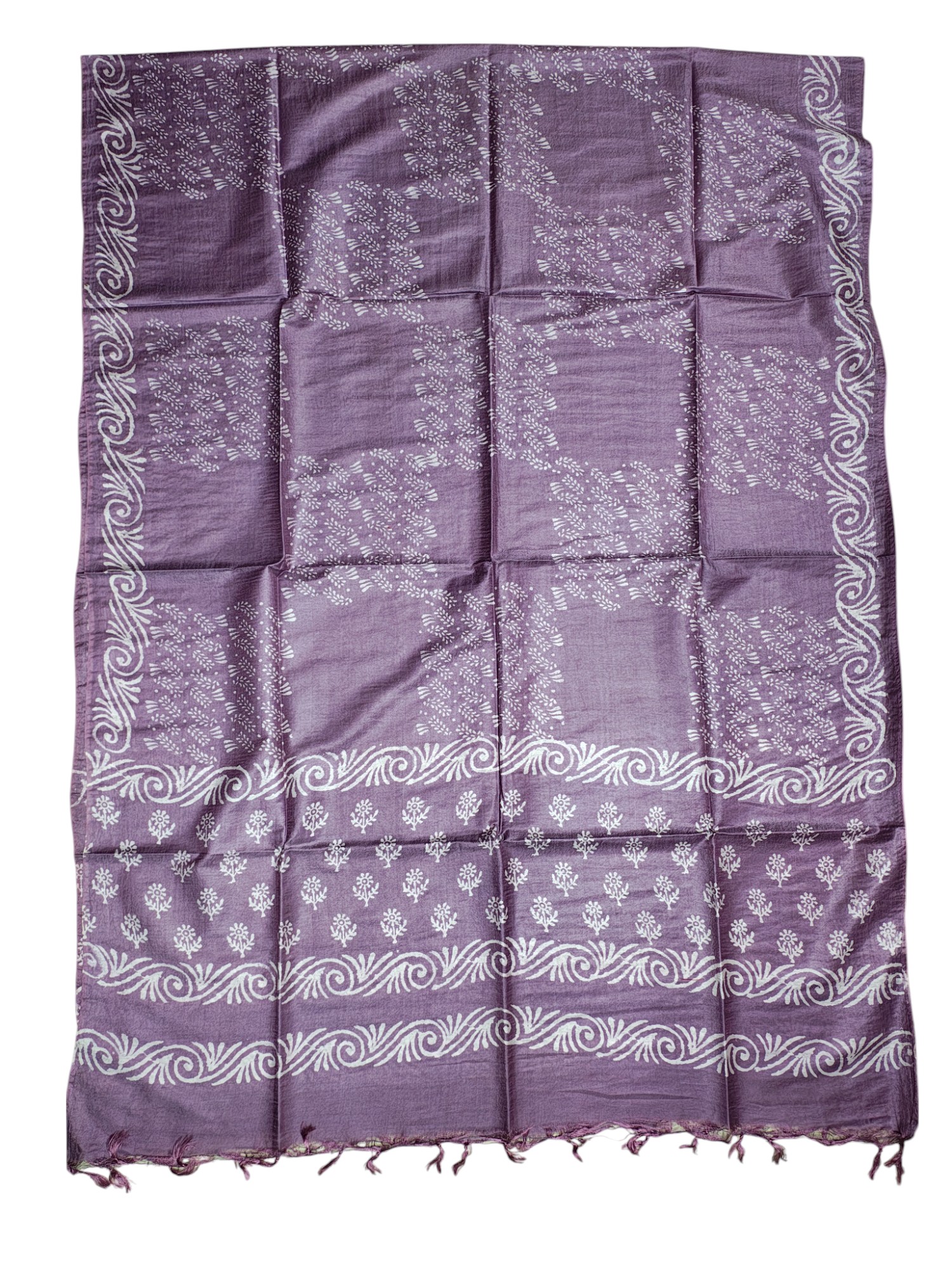 Lavender Unstitched Block Print Silk Salwar Suit Dress Material with Dupatta