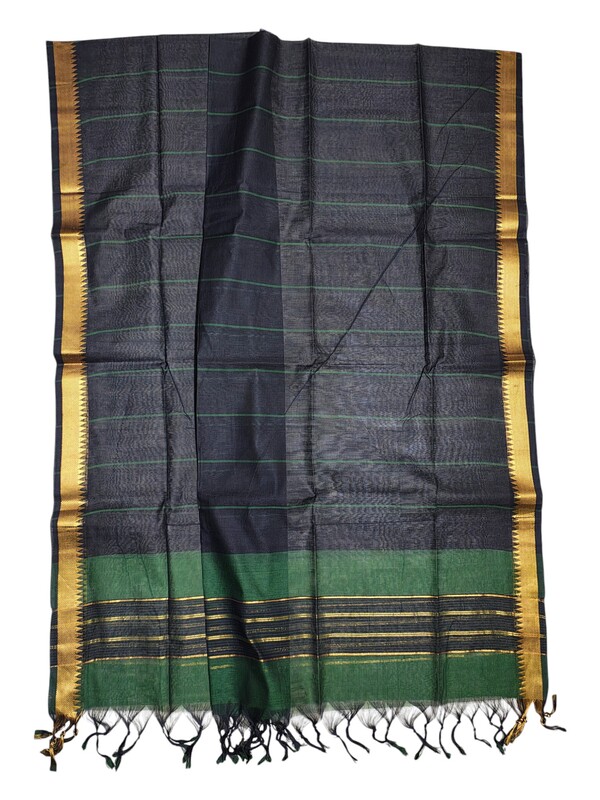 Dark Green Mangalagiri Cotton Dress Materials for Women