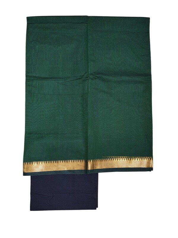 Dark Green Mangalagiri Cotton Dress Materials for Women