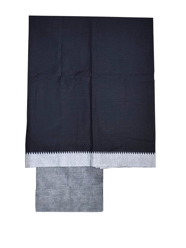 Black Mangalagiri Cotton Dress Materials for Women