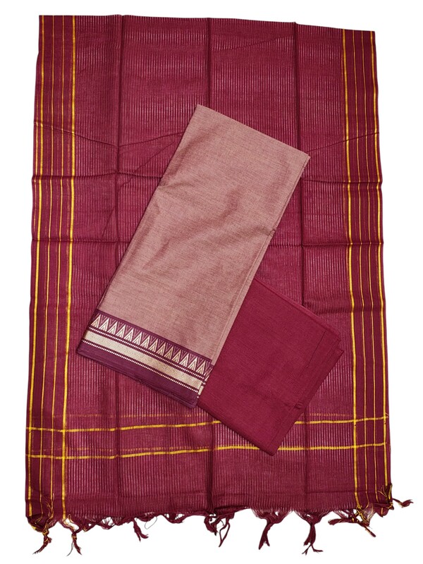 Maroon Mangalagiri Cotton Dress Materials for Women