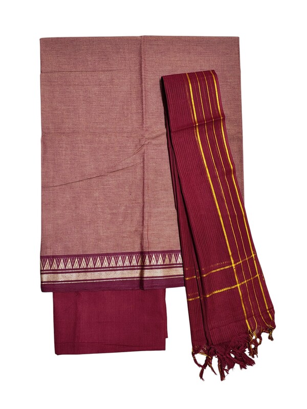 Maroon Mangalagiri Cotton Dress Materials for Women