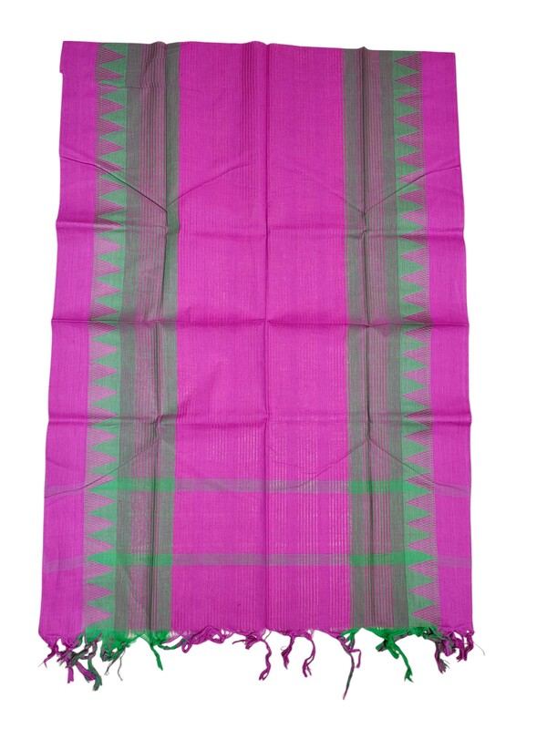 Pink & Green Mangalagiri Cotton Dress Materials for Women