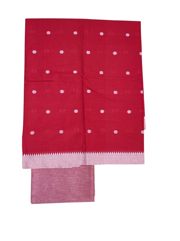 Red Mangalagiri Cotton Dress Materials for Women