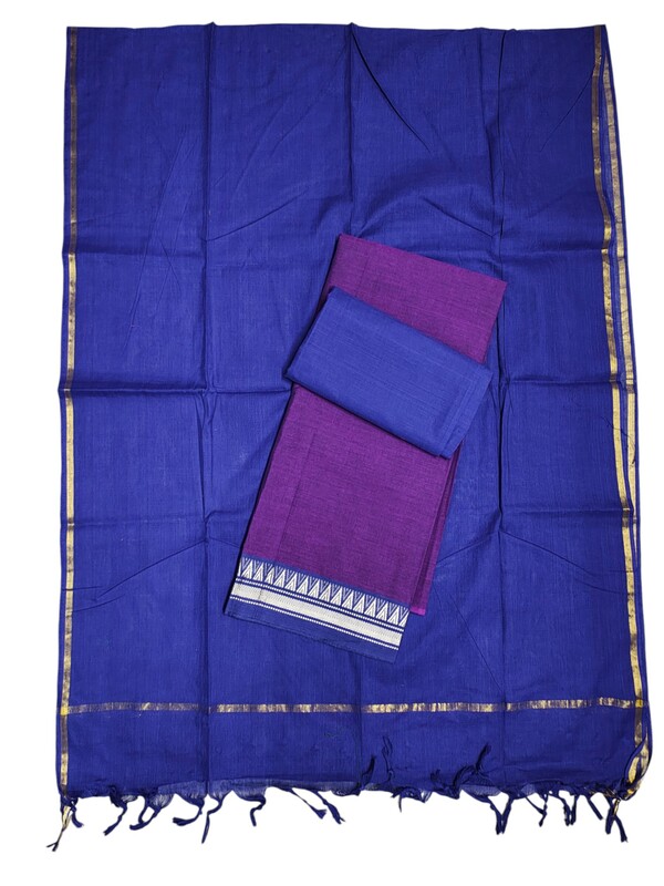 Lavender Mangalagiri Cotton Unstitched Salwar Suit for Women