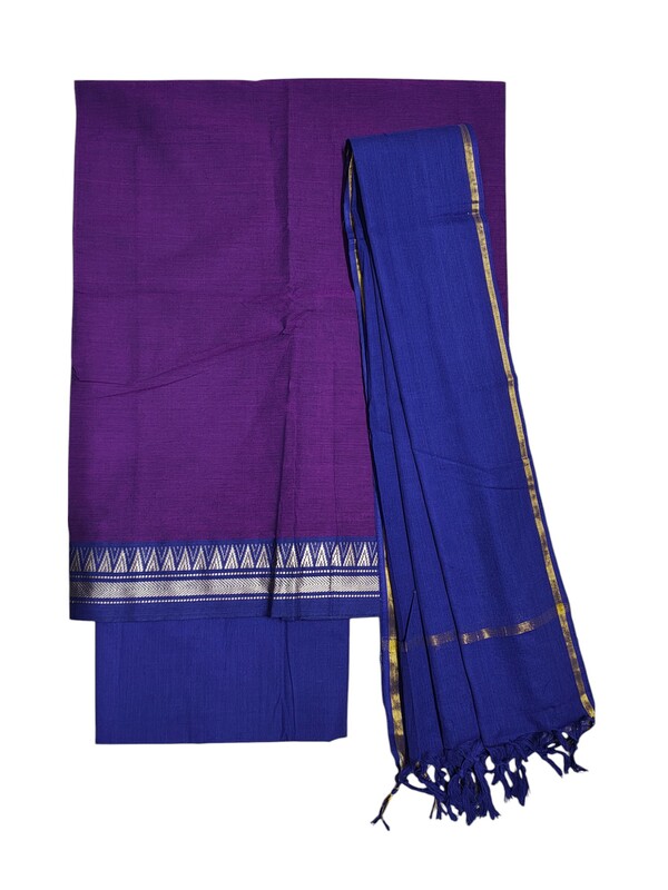 Lavender Mangalagiri Cotton Unstitched Salwar Suit for Women