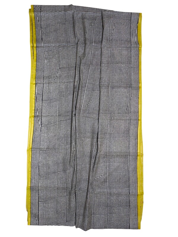 Black Chanderi Silk Block Print Saree for Women Black Chanderi Silk Block Print Saree for Women
