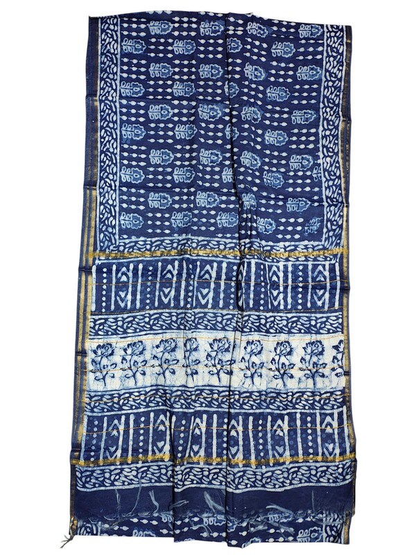 Indigo Chanderi Silk Saree for Women Indigo Chanderi Silk Saree for Women