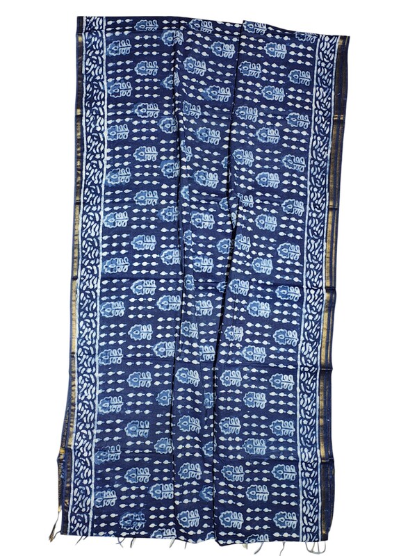 Indigo Chanderi Silk Saree for Women Indigo Chanderi Silk Saree for Women