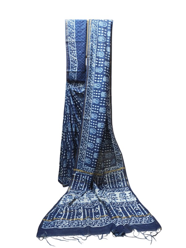 Indigo Chanderi Silk Saree for Women Indigo Chanderi Silk Saree for Women