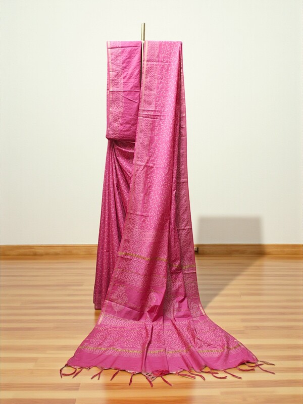 Pink Chanderi Silk Saree for Women Pink Chanderi Silk Saree for Women