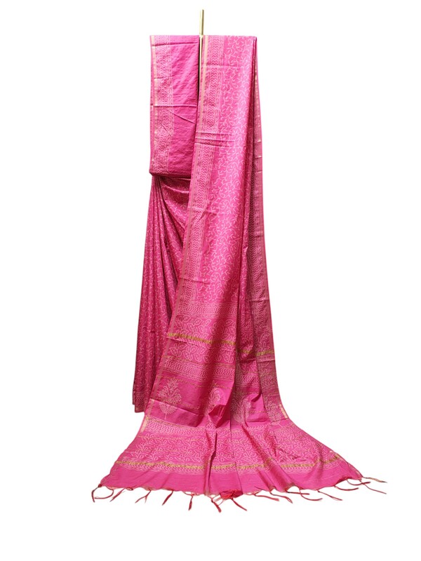 Pink Chanderi Silk Saree for Women Pink Chanderi Silk Saree for Women