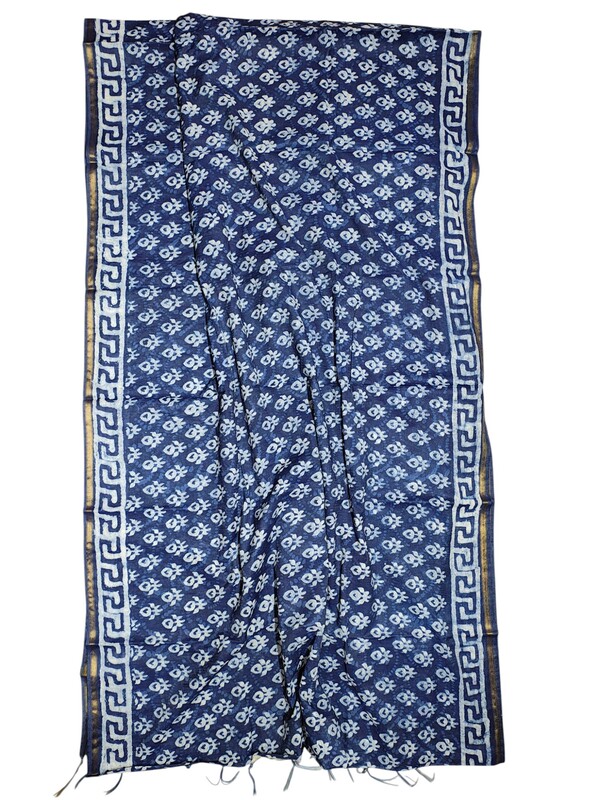 Indigo Dabu Chanderi Silk Saree for Women Indigo Dabu Chanderi Silk Saree for Women