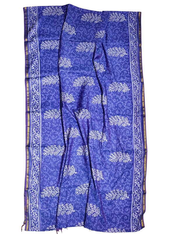 Lavender Chanderi Silk Block Print Saree for Women Lavender Chanderi Silk Block Print Saree for Women