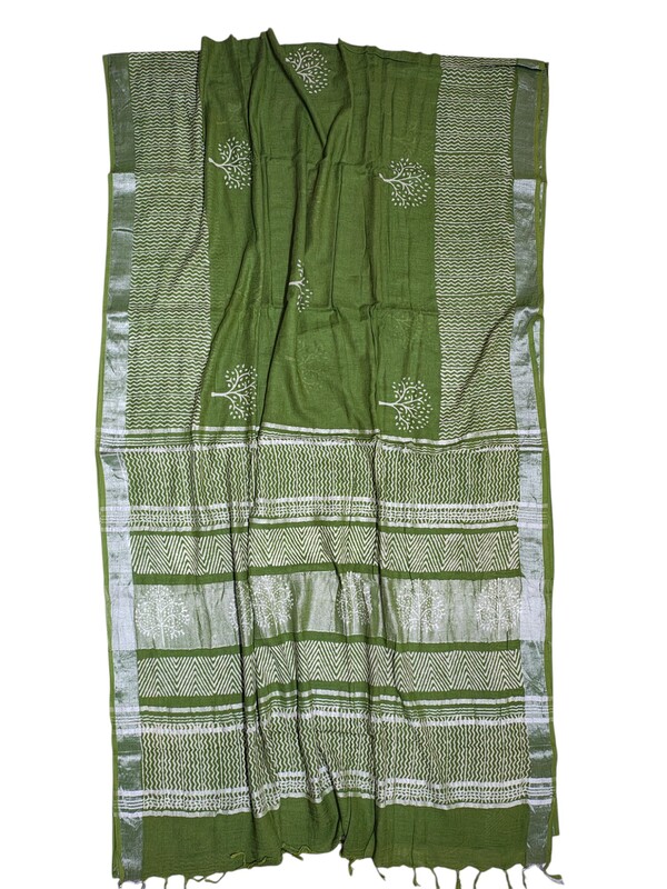 Green Linen Saree for Women Green Linen Saree for Women