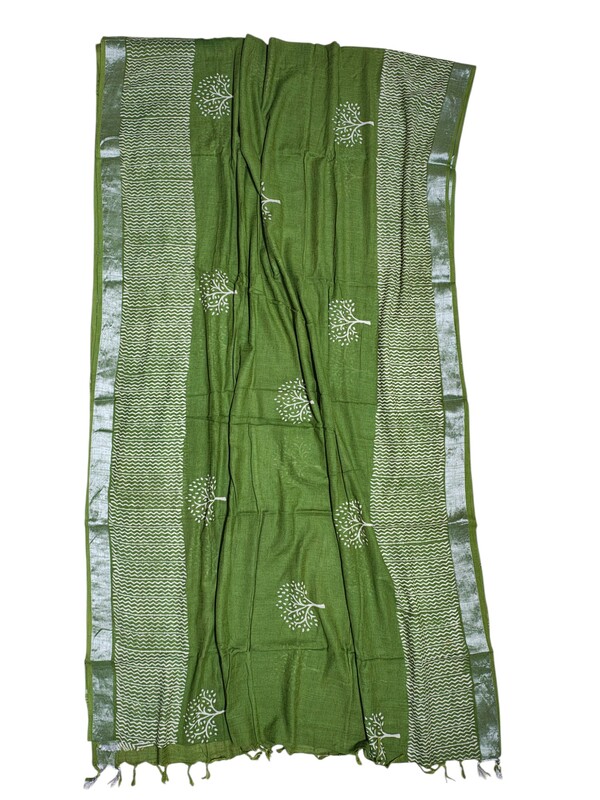 Green Linen Saree for Women Green Linen Saree for Women