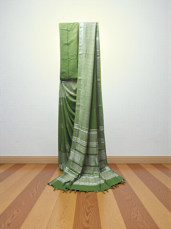 Green Linen Saree for Women Green Linen Saree for Women