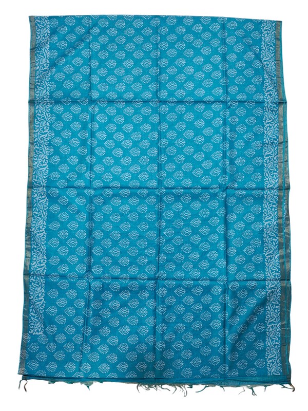 Firoza Block Print Silk Saree with Running Blouse