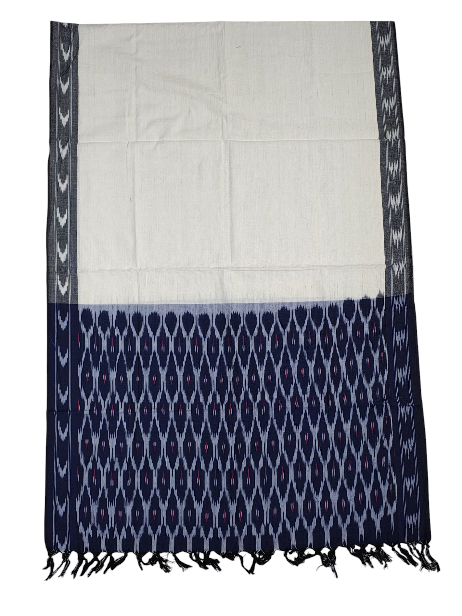 Indigo & White Pochampally Ikkat Handloom Dress Material with Dupatta
