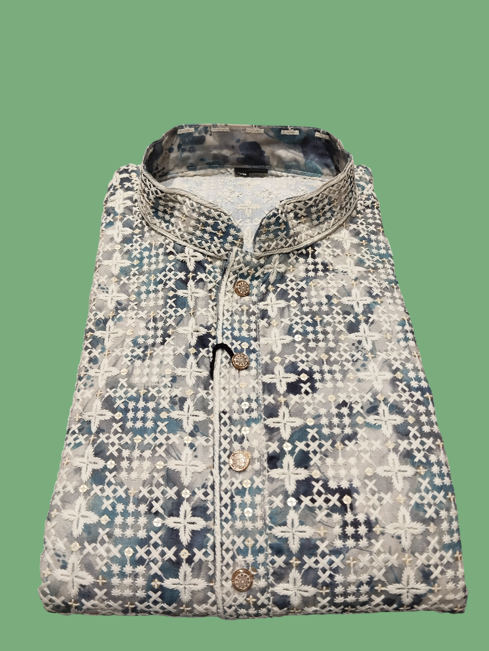 Men's Traditional Cream Embroidered Kurta Pajama Set D.6/10