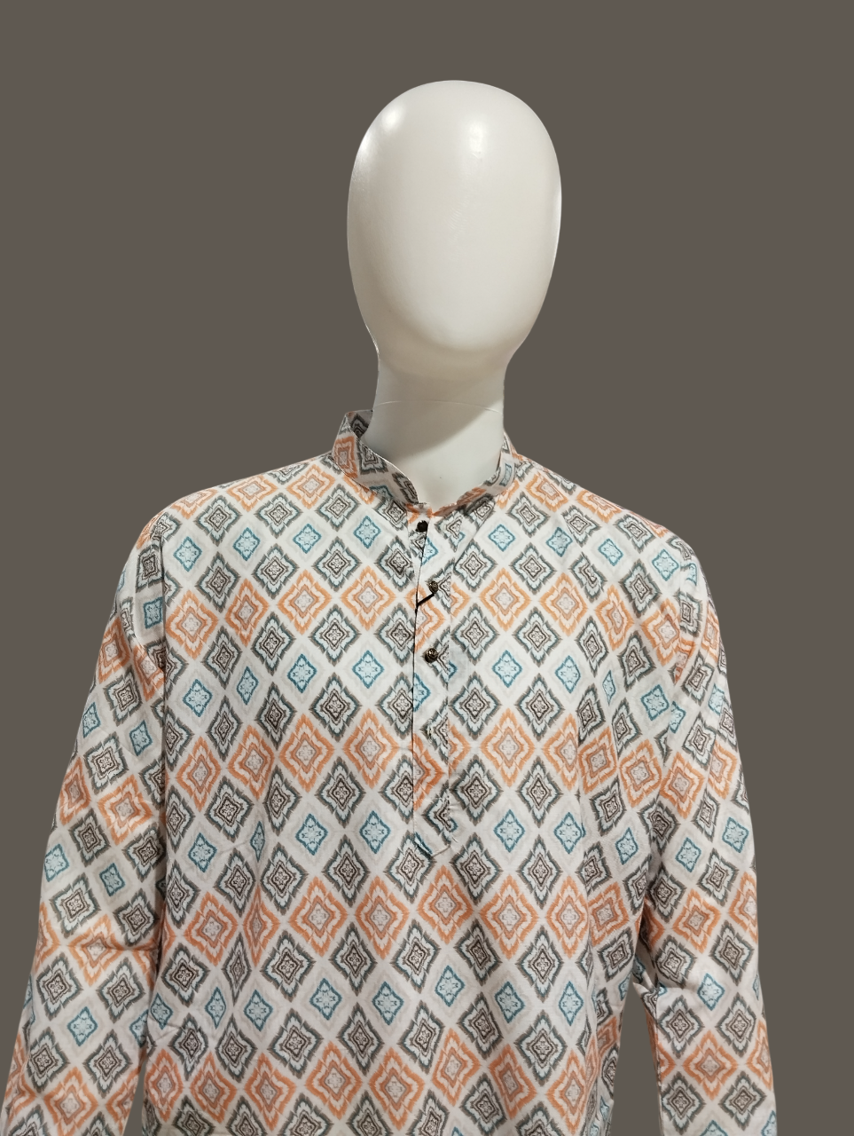 Men's Cream Multicolor Printed Cotton Kurta D.4/8