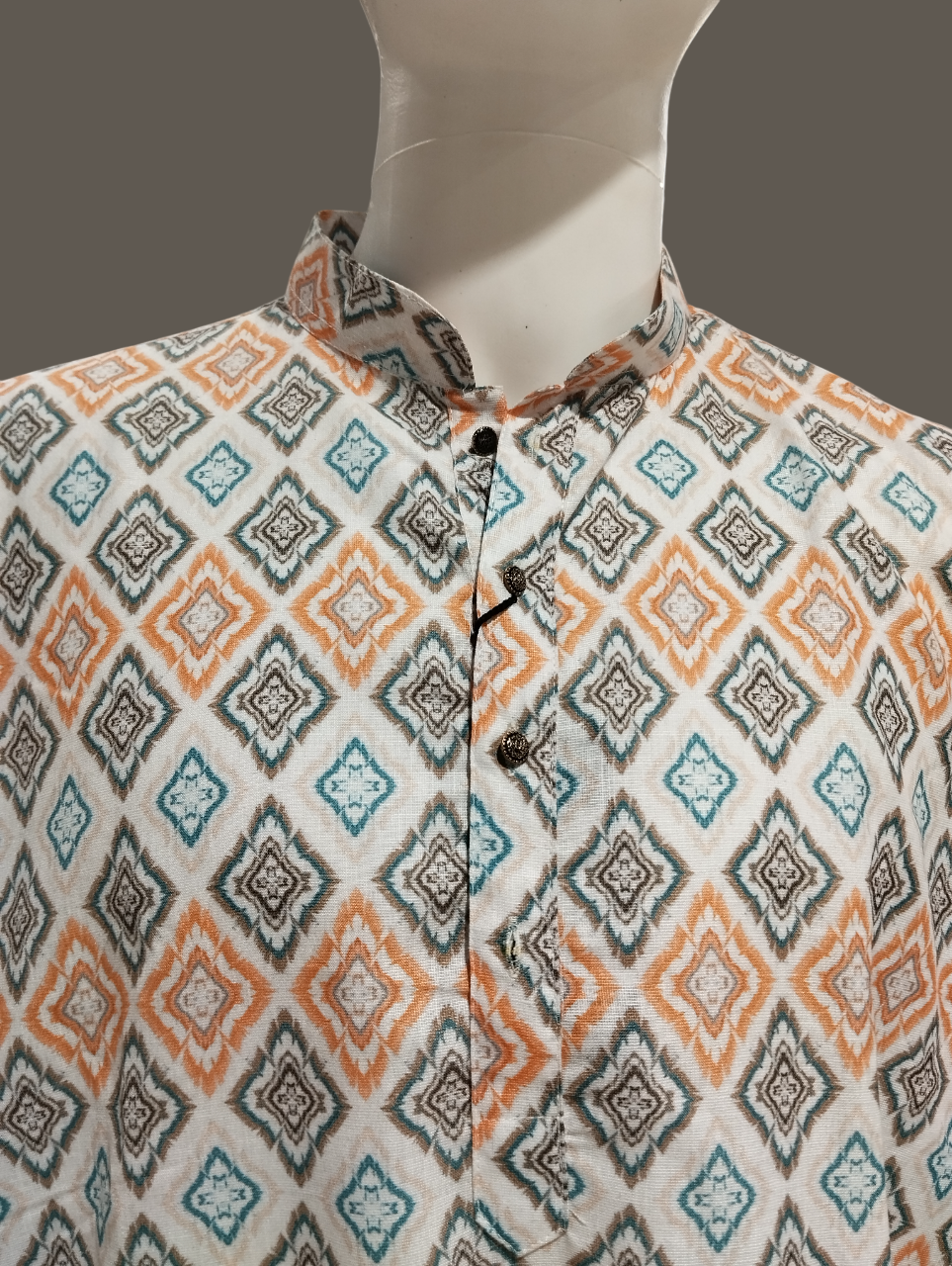 Men's Cream Multicolor Printed Cotton Kurta D.4/8