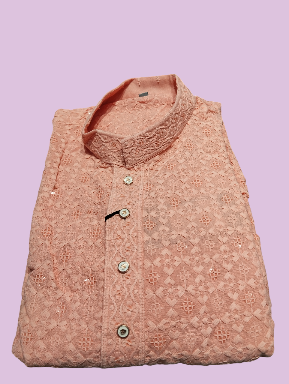 Men's Beige Embroidered Kurta with Pajama Set D.1/19
