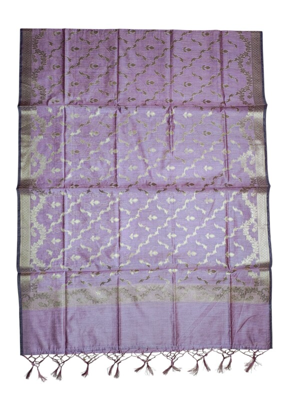 Purple Banarasi Silk Unstitched Suit Set with dupatta for Women