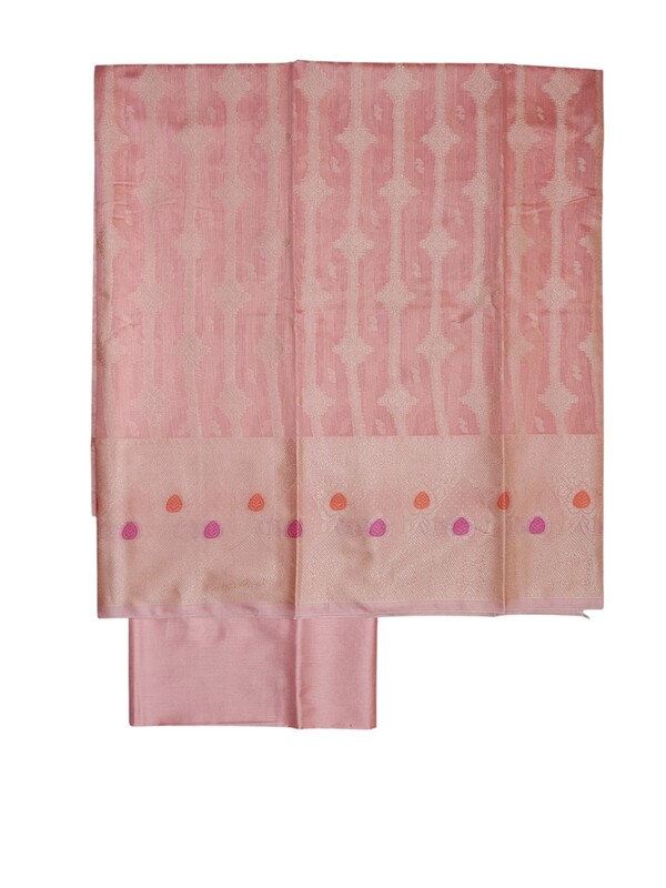 Peach Banarasi Cotton Silk Dress Material for Women