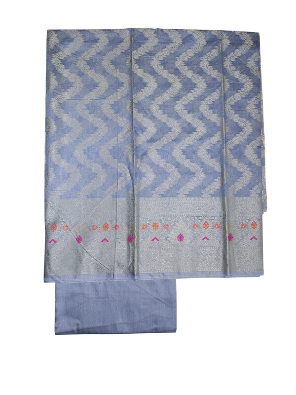 Light Purple Banarasi Cotton Silk Dress Material for Women