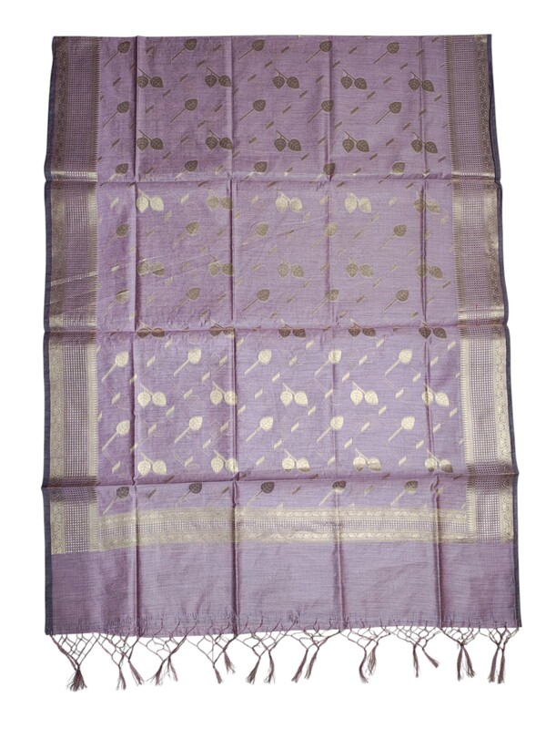 Lavender Banarasi Silk Unstitched Suit Set with dupatta for Women