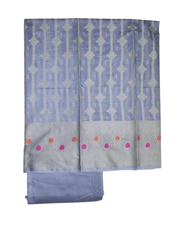 Lavender Banarasi Cotton Silk Dress Material for Women