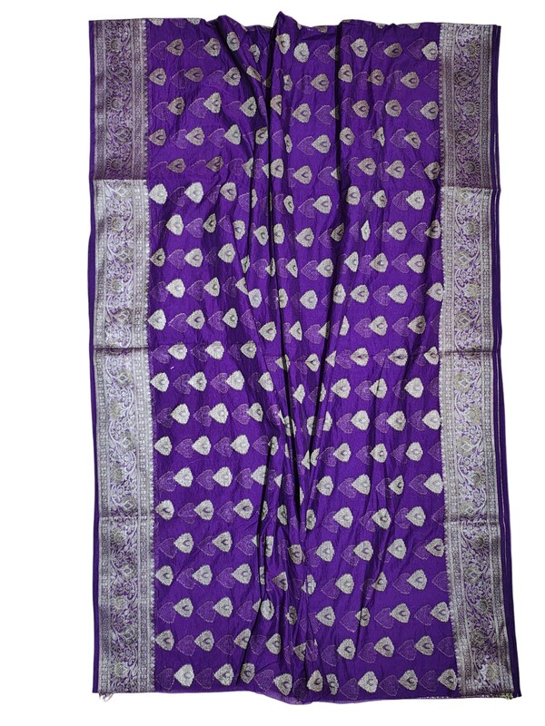 Purple Banarasi Silk Saree with Unstitched Blouse