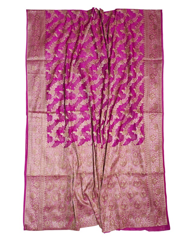 Pink Banarasi Silk Zari Saree with Unstitched Blouse