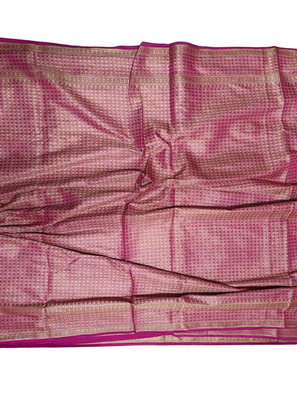 Pink Banarasi Silk Zari Saree with Unstitched Blouse