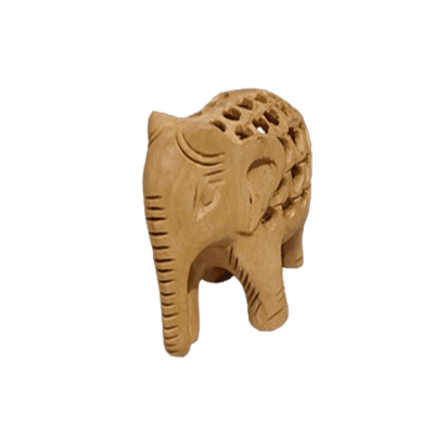 Wooden Elephant Statue - Jaali Pattern Pair