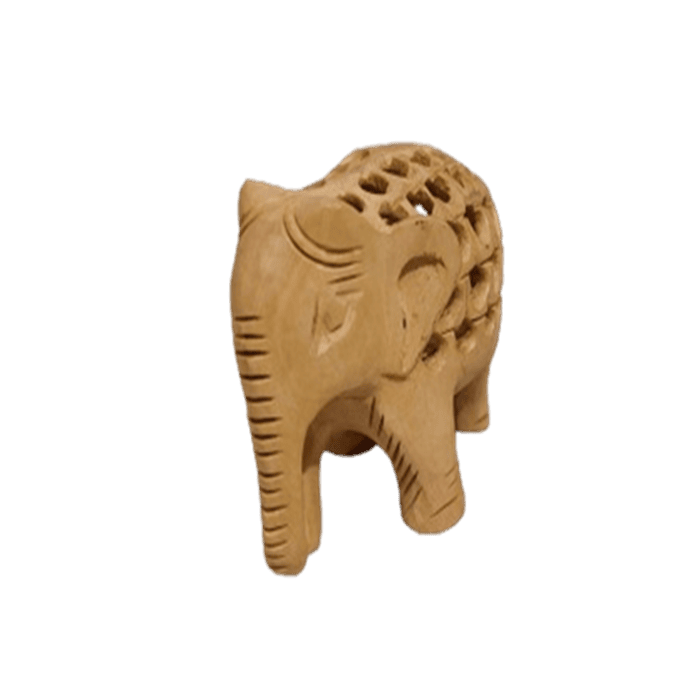 Wooden Elephant Statue - Jaali Pattern Pair