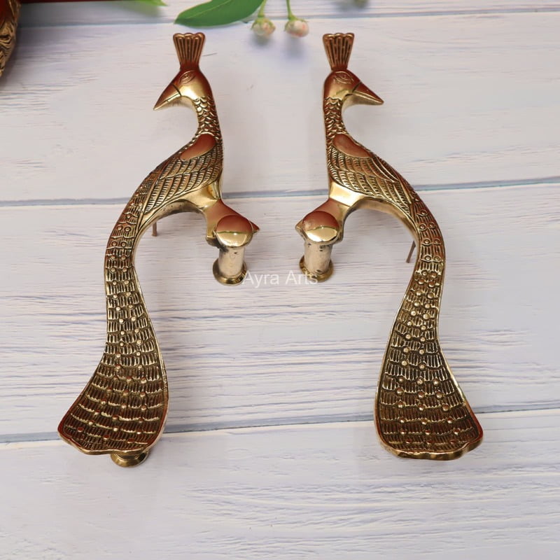 Peacock Door Handle Set - 13.2 Inch Height Peacock Door Handle Set - 13.2 Inch Height